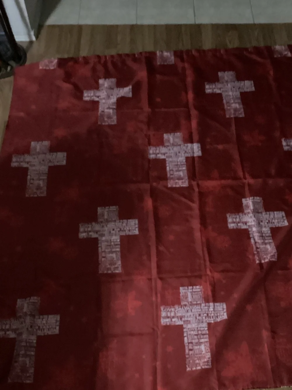 Red Christmas Holiday Cross Print shower curtain